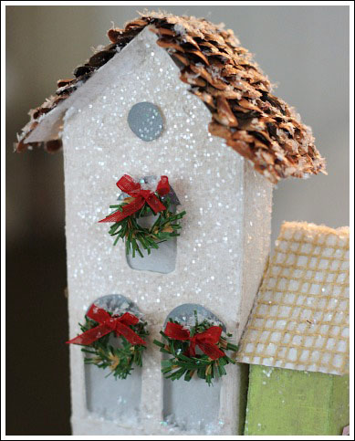 Learn to make Putz houses from cereal boxes - Jennifer Decorates.com